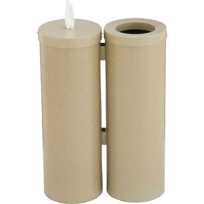 Glaro Floor Standing Sanitary Wipe Disp. & Recept, Desert Stone w/One Roll of Antibac. Wipes