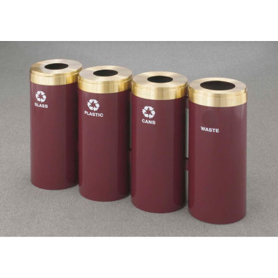 Glaro Value Recyclepro 4 Unit Satin Black/Satin Aluminum (4) 15 Gal Bottle/Paper/Waste/Can - 1242-4