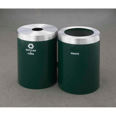 Glaro Value Recyclepro 2 Unit Satin Black/Satin Aluminum, (2) 41 Gallon, Bottles/Cans/Waste - 2042-2