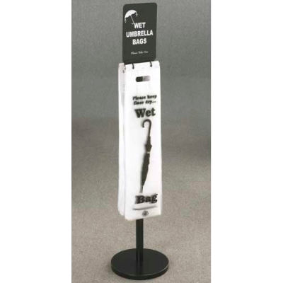 Floor Standing Satin Black Wet Umbrella Bag Holder With Optional Sign Mount