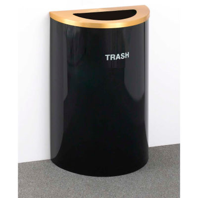 Glaro Recyclepro Single Stream Half Round Satin Black/Satin Brass, 14 Gallon Trash - T1899