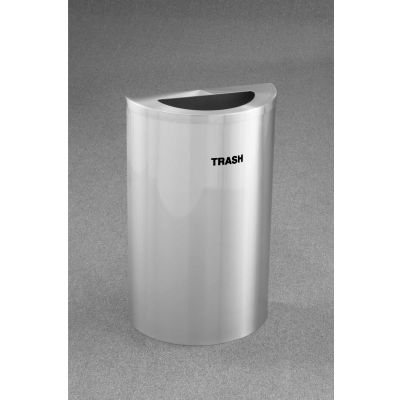 Glaro Recyclepro Single Stream Half Round Satin Aluminum, 14 Gallon Trash - T1899SA
