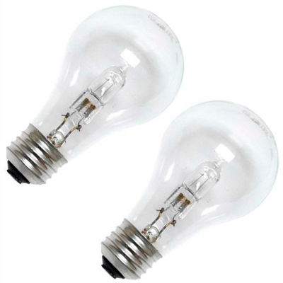 GE 78797 Halogen Bulb A-19 Medium Screw, 1050 Lumens, 100 CRI, 53W, 120V, 2-pack, Clear