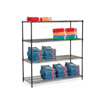 Nexel® Black Epoxy, 4 Tier, Wire Shelving Starter Unit, 60"W x 24"D x 63"H