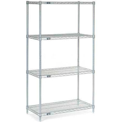 Nexelate® Silver Epoxy Wire Shelving Starter 42"W x 21"D x 74"H