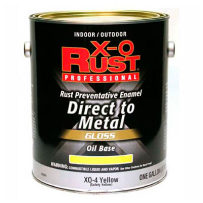 X-O Rust Oil Base DTM Enamel, Gloss Finish, Safety Yellow, Gallon - 802041