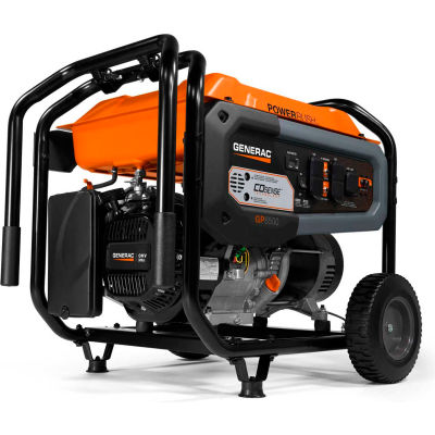 Generac® GP6500 CO-Sense, 6500 Watt, Portable Generator, Gasoline, Recoil, 120/240V