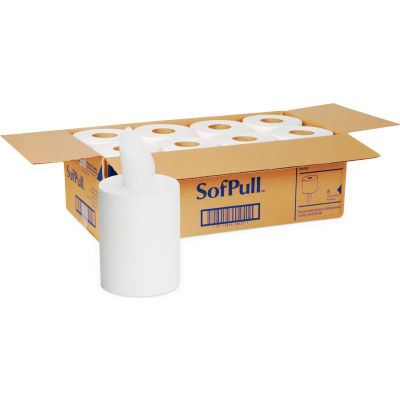 SofPull Premium 1-Ply Jr. Capacity Center-Pull Towels, 7.8 x 12, White, 8/Carton - GEP28125