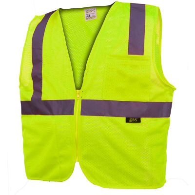GSS Safety 1001 Standard Class 2 Mesh Zipper Safety Vest, Lime, 4XL