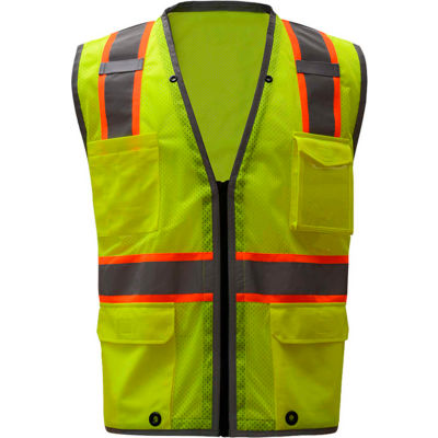 GSS Safety 1701, Class 2 Heavy Duty Safety Vest, Lime, XL