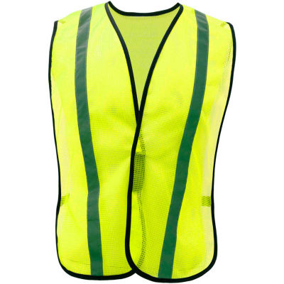 GSS Safety 3001 Non-ANSI Economy Vest with 1"W Stripe, Lime with Silver Stripe, One Size Fits All