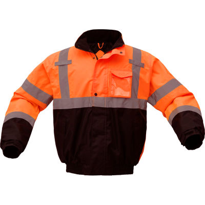 GSS Safety 8002 Class 3 Waterproof Quilt-Lined Bomber Jacket, Orange/Black, 2XL