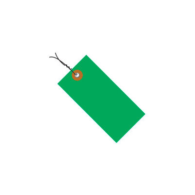 #5 Wired Green Tyvek Tag 4-3/4" x 2-3/8" - 100 Pack