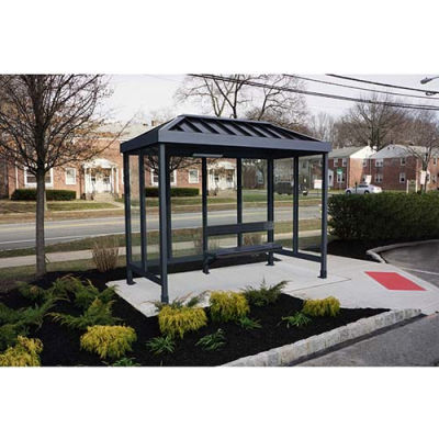 Smoking Shelter 4-2VR-DKB, 3-Sided, Open Front, 10'L x 5'W, Vented Standing Seam Roof, DK BRZ