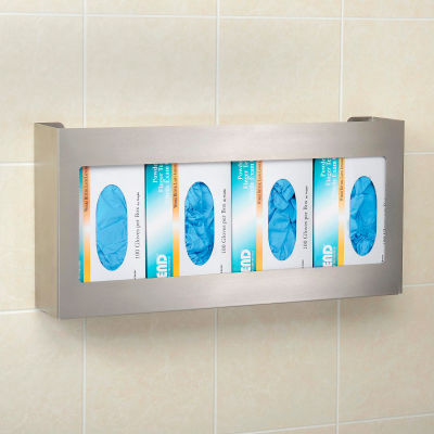 Global Industrial Quadruple Stainless Steel Glove Box Holder, 21"W x 3-3/4"D x 10"H