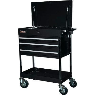 Homak BK05500200 34-1/2" Professional 3 Drawer Black Service Cart 