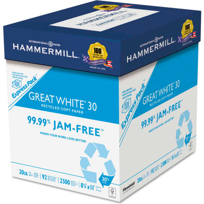 Recycled Copy Paper - Hammermill 67780 - White - 8-1/2" x 11" - 2500 Sheets/Carton