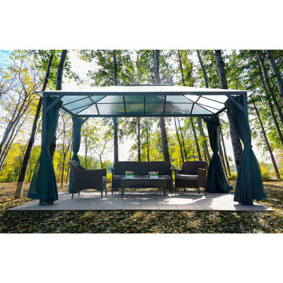 Hanover HANGAZCN13X10-GRY Gazebo, 117"L x 156"W x 99"H, Dark Gray