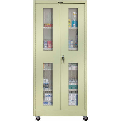 Hallowell 425S24EVMA 400 Series Ventilated Door Mobile Storage Cabinet 48x24x72 Parchment, Assembled