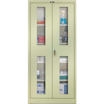 Hallowell 425S24SVA-PT 400 Series Safety-View Door Storage Cabinet, 48x24x72, Parchment, Assembled