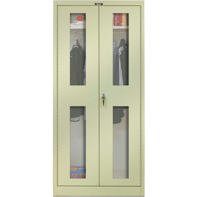 Hallowell 435W18EVA-PT 400 Series Ventilated Door Wardrobe Cabinet, 36x18x72, Parchment, Assembled