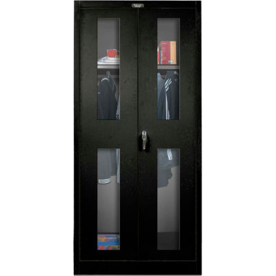 Hallowell 435W24SVA-ME 400 Series Safety-View Door Wardrobe Cabinet, 36x24x72, Ebony, Assembled