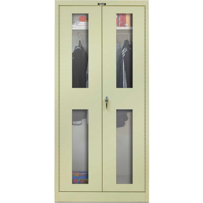 Hallowell 445W18SVA-PT 400 Series Safety-View Door Wardrobe Cabinet, 48x18x72, Parchment, Assembled