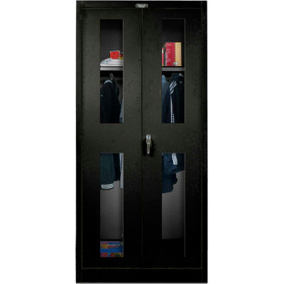 Hallowell 845W24EV-ME 800 Series Ventilated Door Wardrobe Cabinet, 48x24x78, Ebony, Unassembled