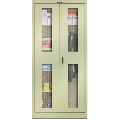 Hallowell 855C18EV-PT 800 Series Ventilated Door Combination Cabinet, 36x18x78 Parchment Unassembled