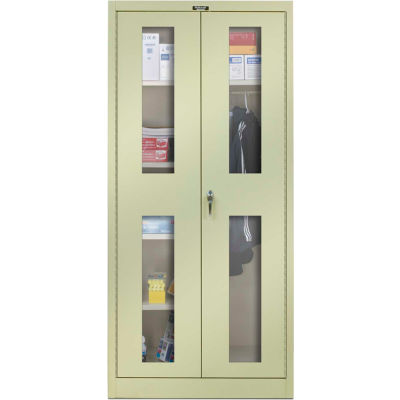 Hallowell 865C18SVA-PT 800 Series Safety-View Door Combination Cabinet 48x18x78 Parchment, Assembled
