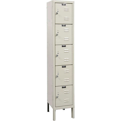 Hallowell Five Tier 5 Door Premium Steel Locker, 12"Wx12"Dx12"H, Tan, Unassembled