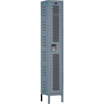 Hallowell Single Tier 1 Door Heavy-Duty Ventilated Locker, 12"Wx15"Dx72"H, Dark Gray, Unassembled