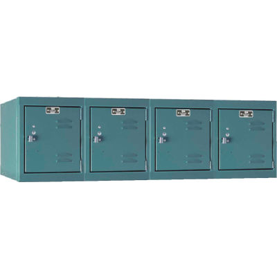 Hallowell Single Tier 4 Door Premium Wall Mount Locker, 12"Wx18"Dx14-3/4"H, Dark Gray, Unassembled