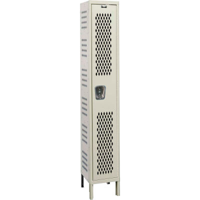 Hallowell Single Tier 1 Door Heavy-Duty Ventilated Locker, 18"Wx21"Dx72"H, Tan, Assembled