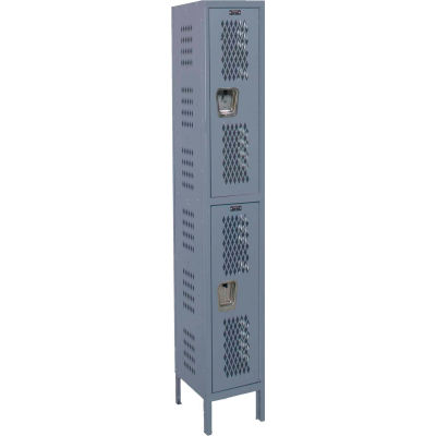 Hallowell U1888-2HDV Heavy-Duty Ventilated Locker Double Tier 18x18x36 2 Doors Unassembled Dark Gray