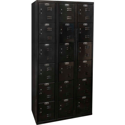 Hallowell Six Tier 18 Door Black Tie Steel Locker, 12"Wx18"Dx12"H, Black, Assembled