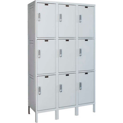 Hallowell UELBP3588-3PL Laptop/Backpack Locker, 45x18x24, 3 Tier, 3 Wide, Unassembled - Light Gray