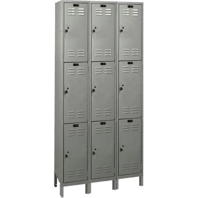Hallowell ValueMax Triple Tier 9 Door Locker, 12"Wx15"Dx24"H, Dark Gray, Assembled