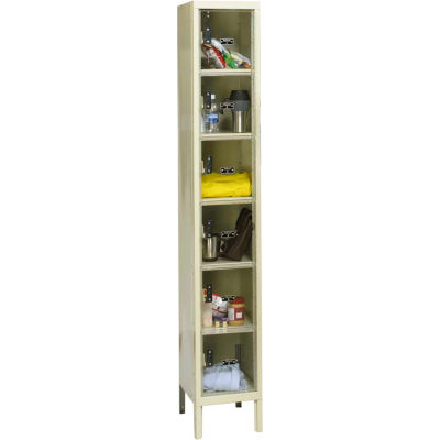 Hallowell Six Tier 6 Door Safety-View Locker, 12"Wx18"Dx12"H, Tan, Assembled