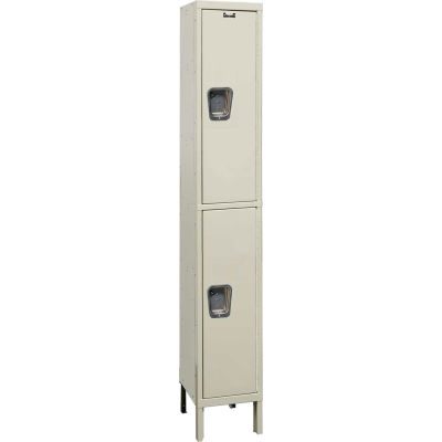 Hallowell UY1558-2A Maintenance-Free Quiet Locker Double Tier 15x15x36 - 2 Doors Assembled - Tan