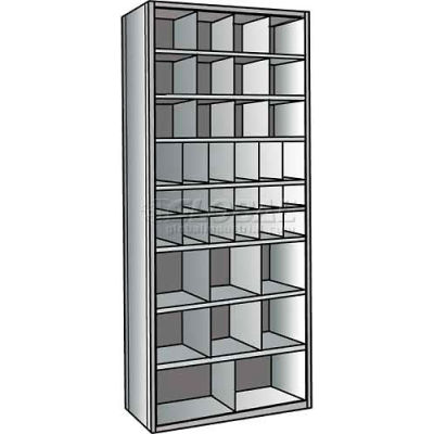 Hallowell A5535-18HG Hi-Tech Parts Bin Unit 36"W x 18"D x 87"H Gray Add-on 38 Bins