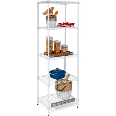 5-Tier Shelving Unit 24"L x 18"W x 72"H - White