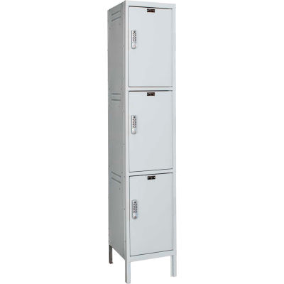 Hallowell UELBP1518-3A-PL Laptop/Backpack Locker, 15x21x24, 3 Tier, 1 Wide, Assembled - Light Gray
