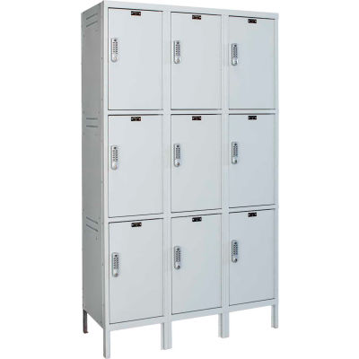 Hallowell UELBP3518-3PL Laptop/Backpack Locker, 45x21x24, 3 Tier, 3 Wide, Unassembled - Light Gray