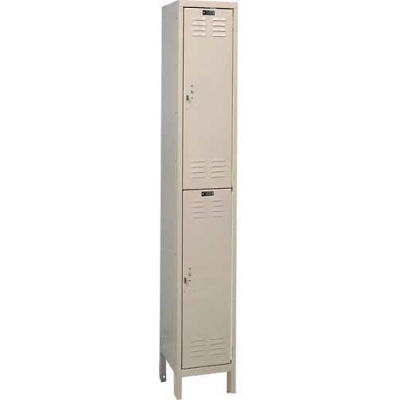 Hallowell ValueMax Double Tier 2 Door Locker, 12"Wx18"Dx36"H, Tan, Unassembled
