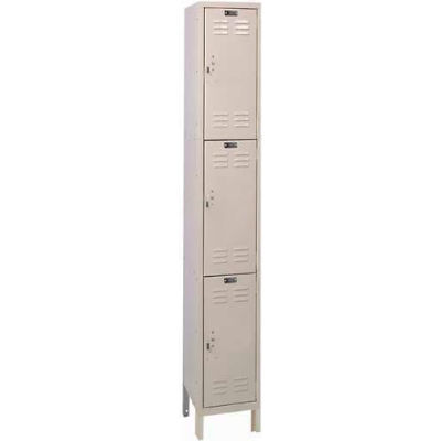 Hallowell ValueMax Triple Tier 3 Door Locker, 12"Wx18"Dx24"H, Tan, Assembled