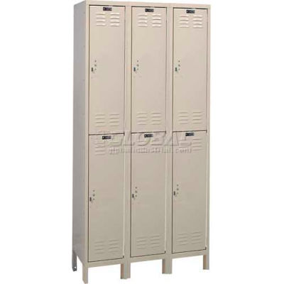 Hallowell ValueMax Double Tier 6 Door Locker, 12"Wx12"Dx36"H, Tan, Unassembled