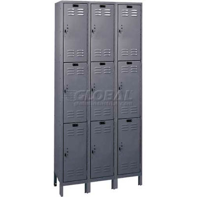 Hallowell ValueMax Triple Tier 9 Door Locker, 12"Wx12"Dx24"H, Dark Gray, Unassembled
