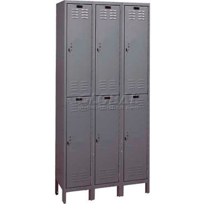 Hallowell ValueMax Double Tier 6 Door Locker, 12"Wx18"Dx36"H, Dark Gray, Assembled