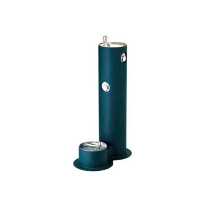 Halsey Taylor Tubular Pedestal Outdoor Drinking Fountain w/ Pet Fountain
